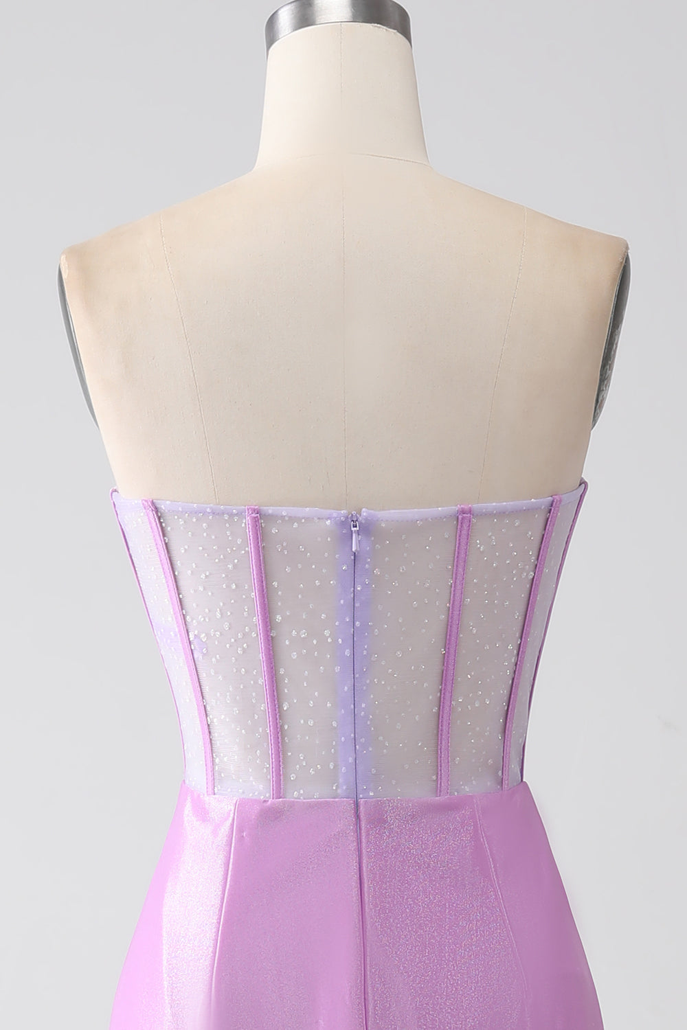 Lilac Mermaid Strapless Corset Prom Dress with Slit