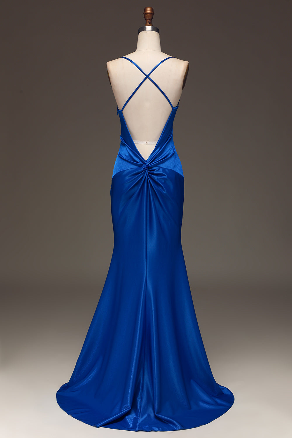 Simple Royal Blue Satin Mermaid Long Prom Dress