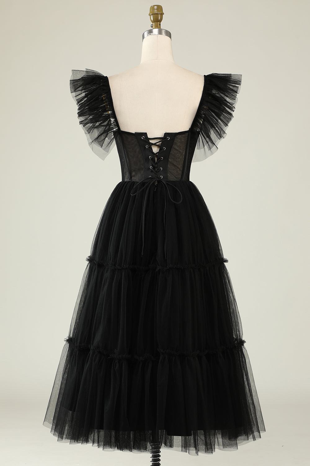 A-Line Tulle Sweetheart Black Cocktail Dress