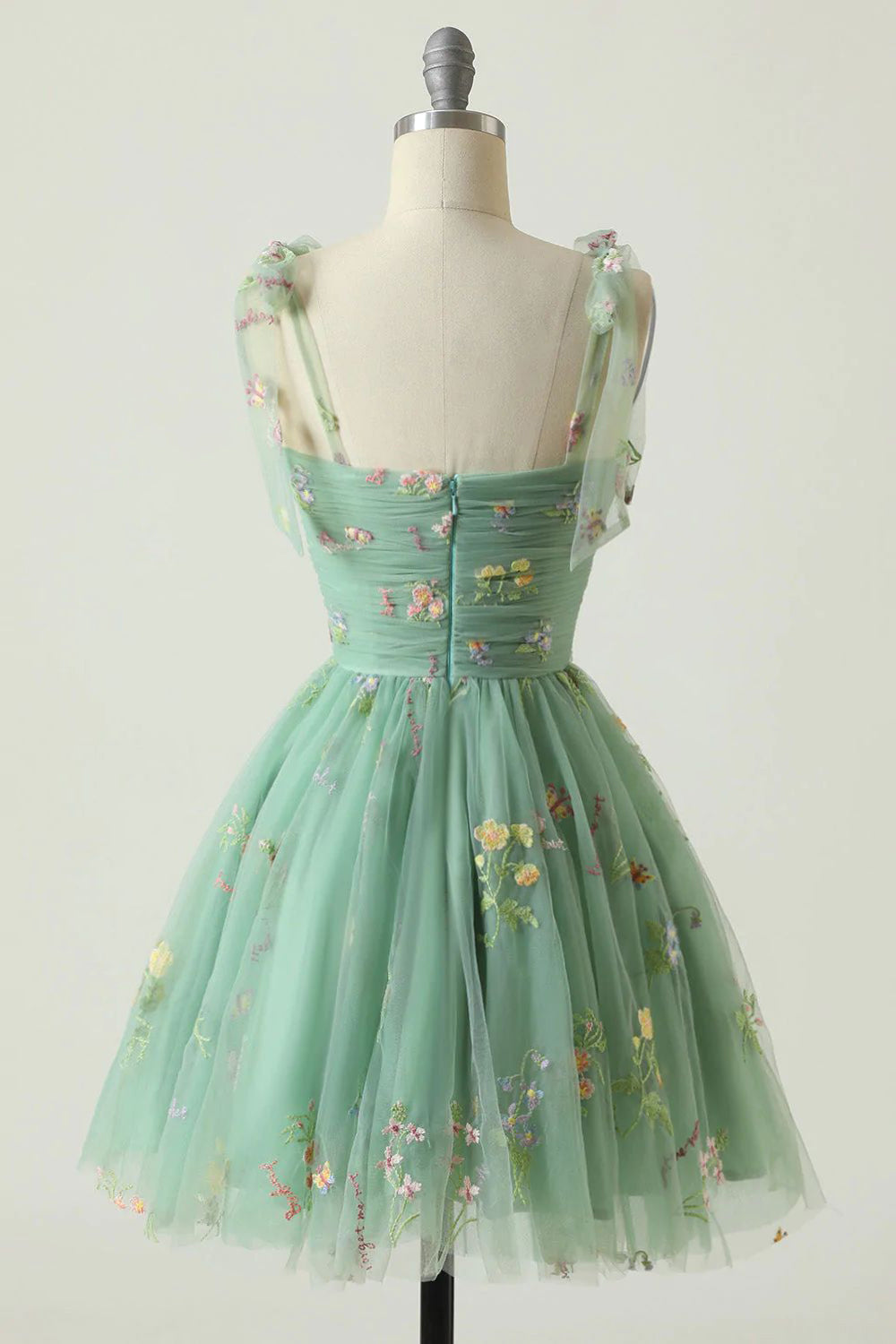 Green Short A-Line Homecoming Dress With Embroidery