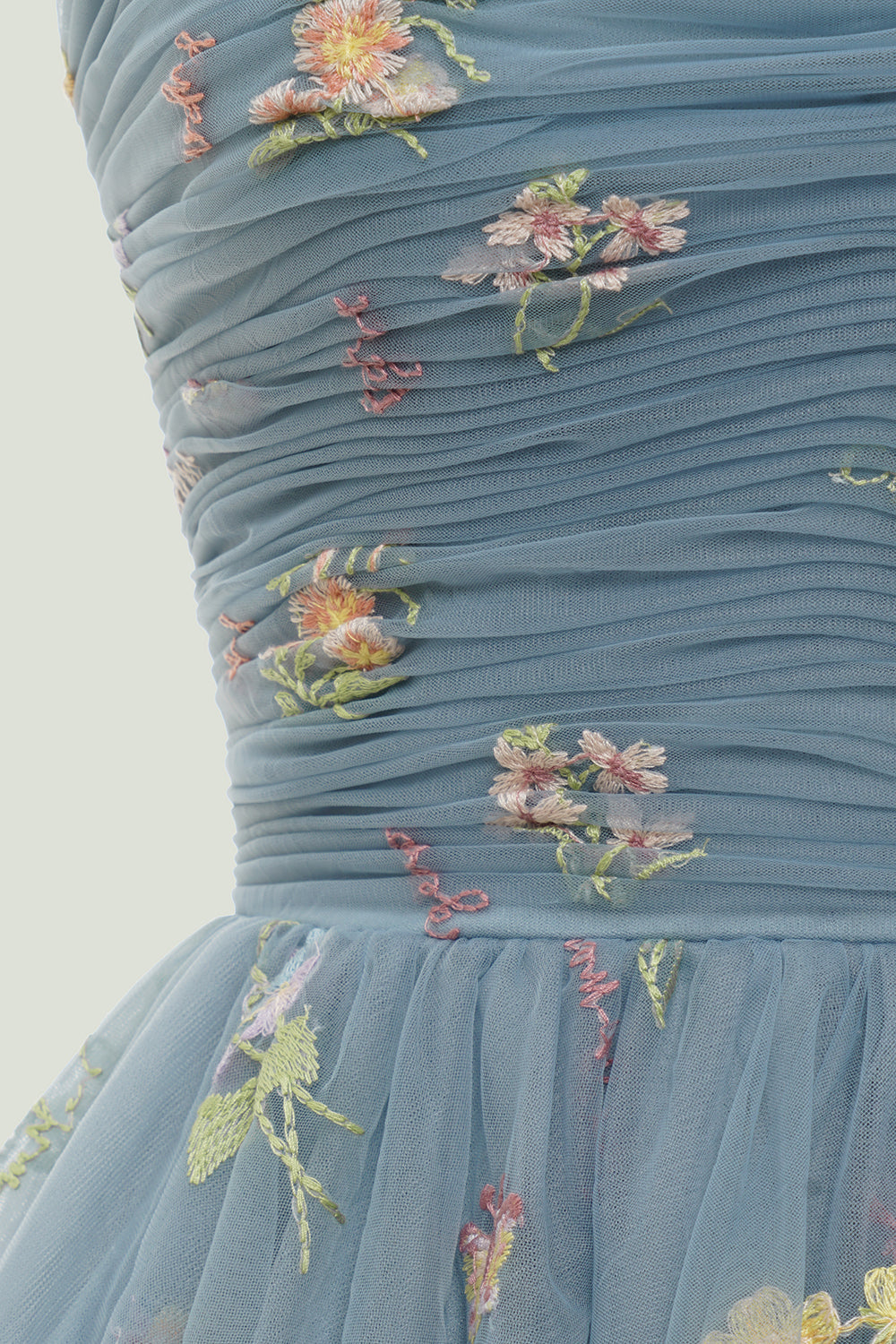 Grey Blue Short A-Line Homecoming Dress With Embroidery