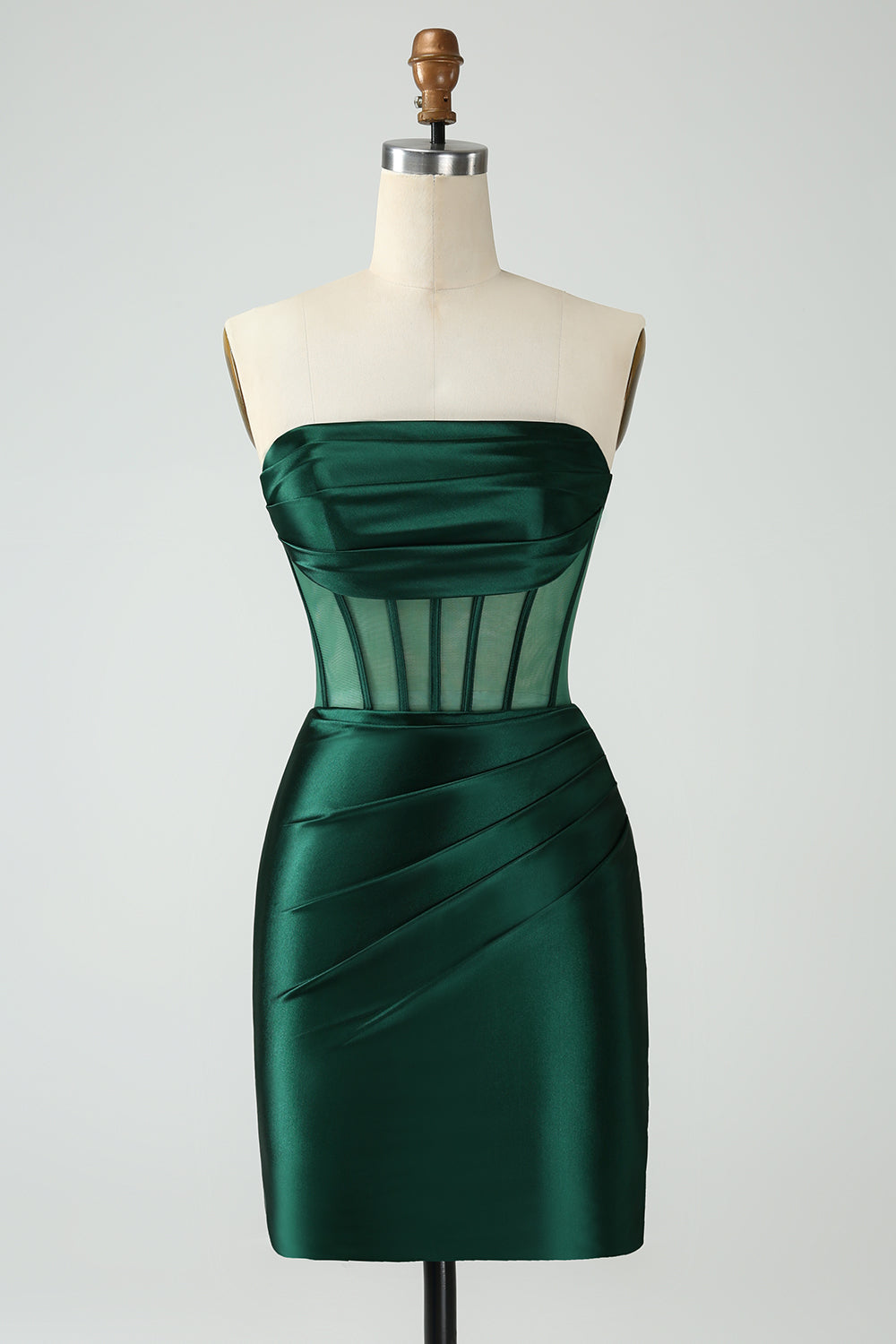 Dark Green Bodycon Corset Strapless Short Homecoming Dress