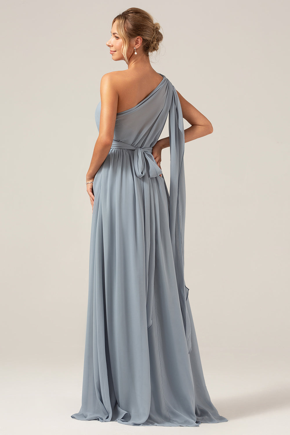 Dusty Blue Convertible Boho Chiffon Long Maternity Bridesmaid Dress