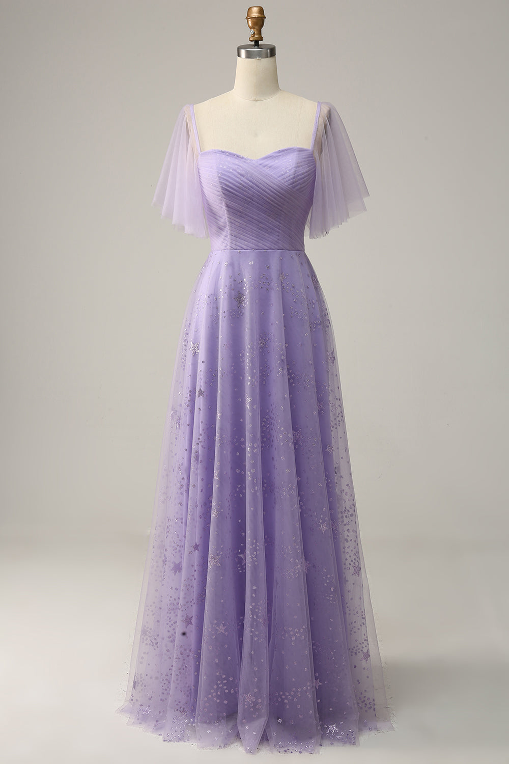 Off Shoulder Lavender Prom Dress with Ruffles