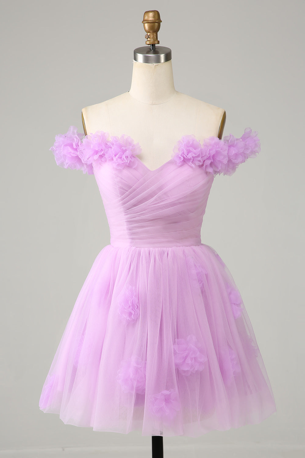 Cute A Line Off the Shoulder Pink Short Homecoming Dress with Flowers