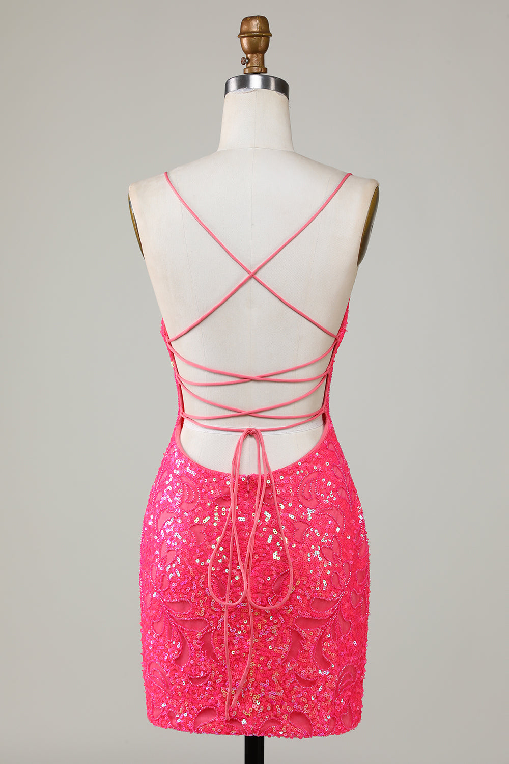 Sparkly Fuchsia Beaded Tight Short Homecoming Dress