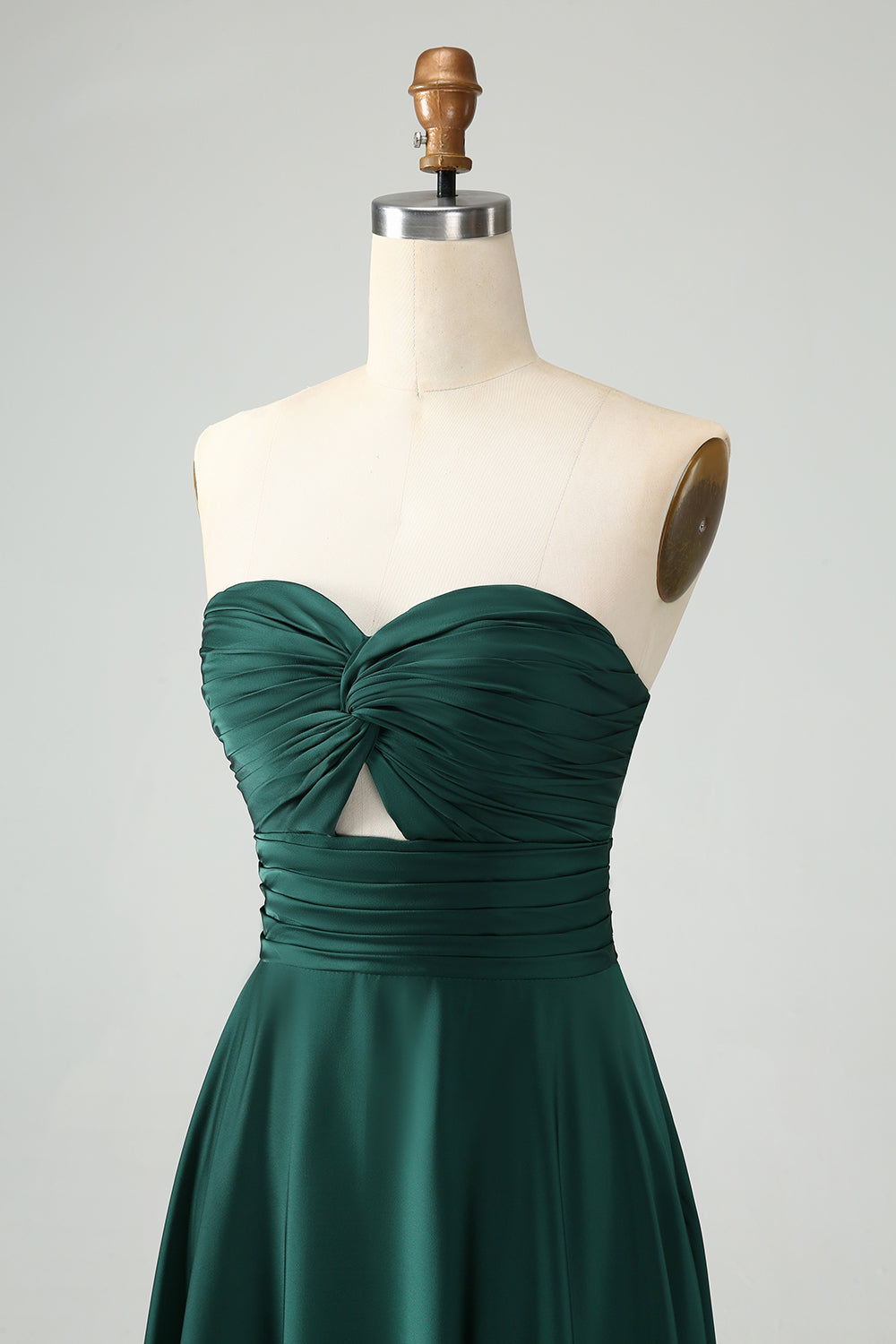 Dark Green A Line Sweetheart Keyhole Long Bridesmaid Dress