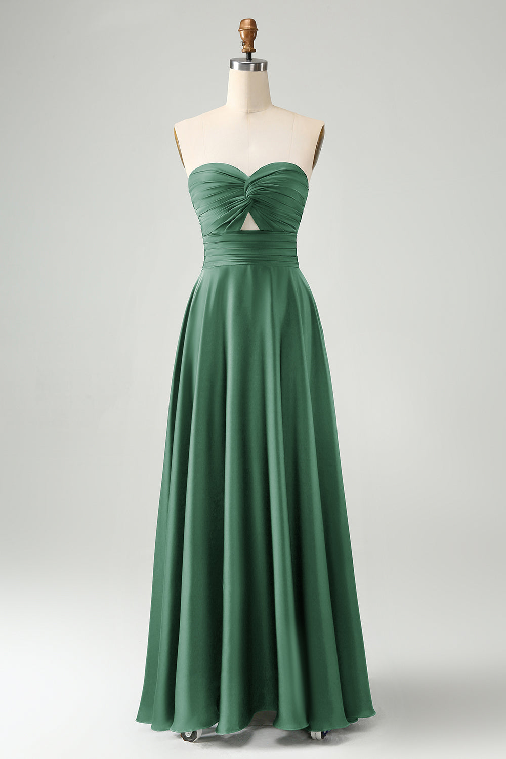 Dark Green A Line Sweetheart Keyhole Long Bridesmaid Dress