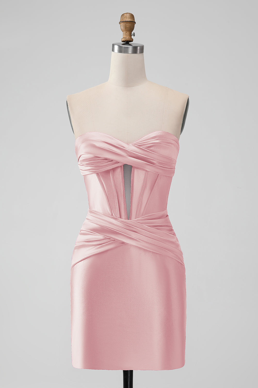 Fuchsia Bodycon Sweetheart Satin Corset Short Homecoming Dress