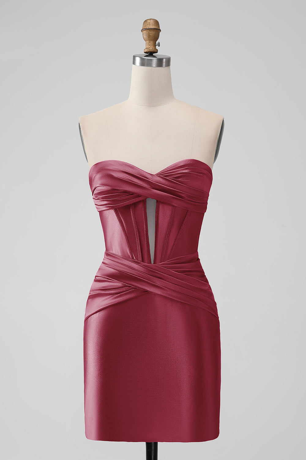 Fuchsia Bodycon Sweetheart Satin Corset Short Homecoming Dress