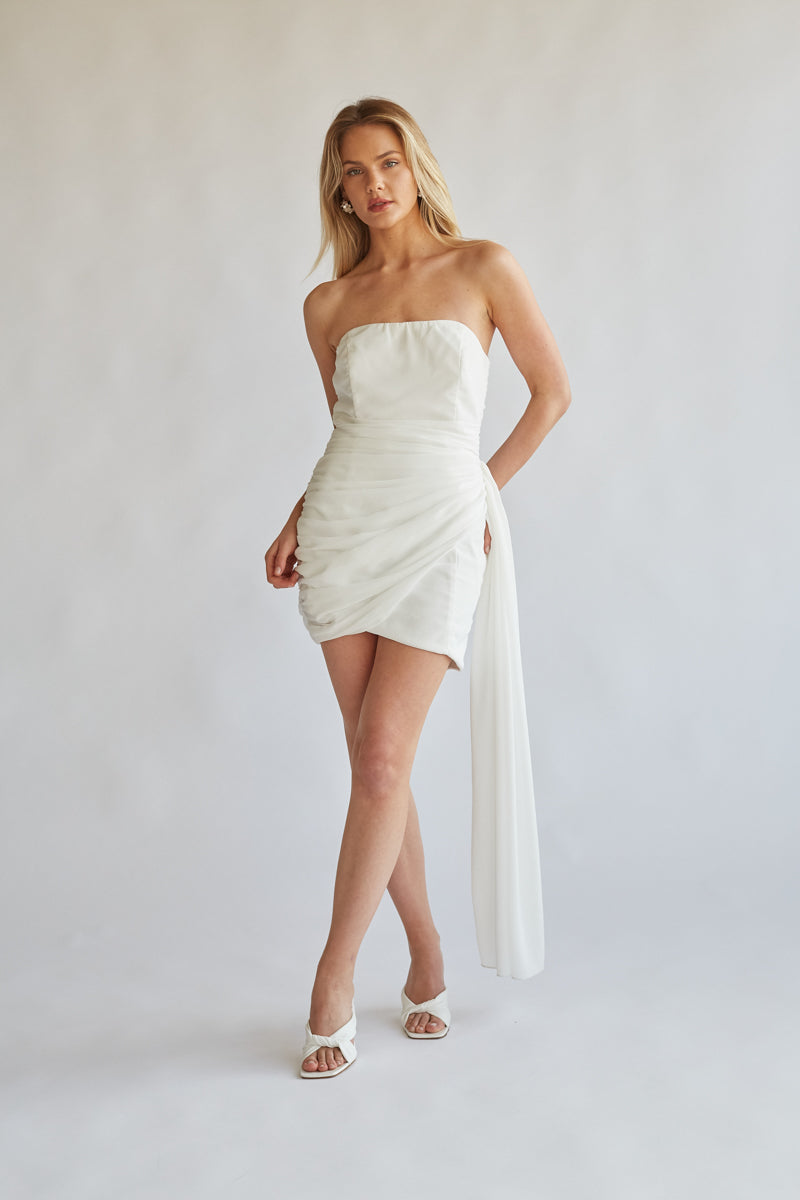 Ariana Strapless Draped Mini Dress