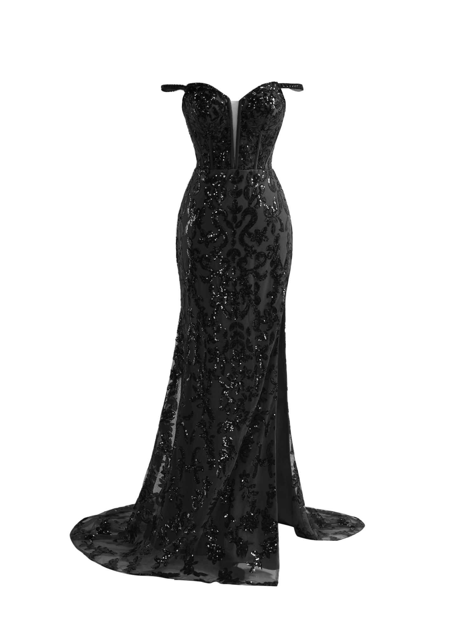 Erryn | Black Sheath Sequins Long Prom Dress with Slit