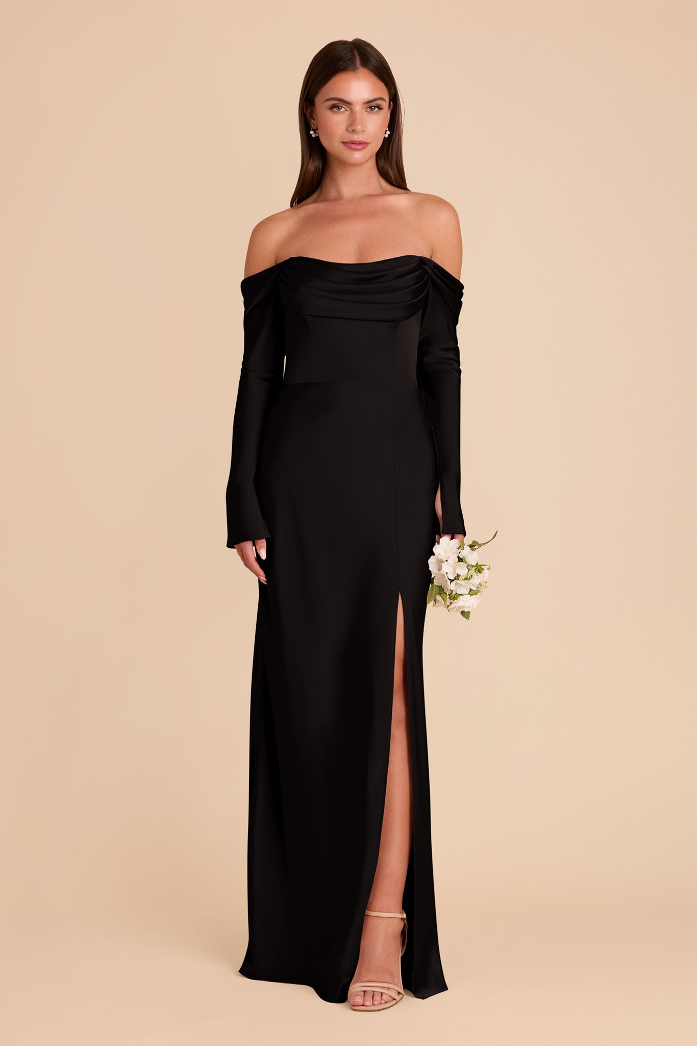 Maya Matte Satin Dress - Black
