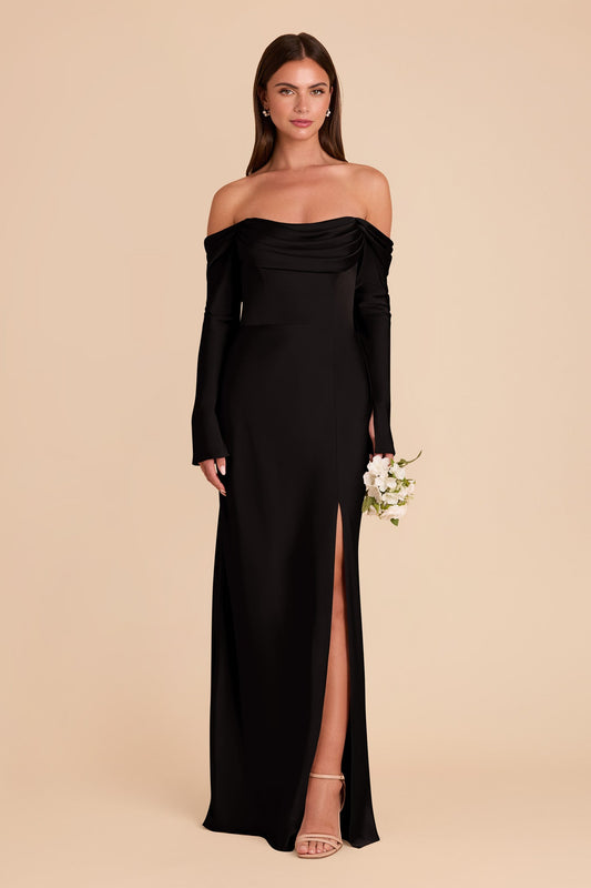 Maya Matte Satin Dress - Black