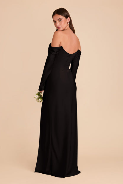 Maya Matte Satin Dress - Black