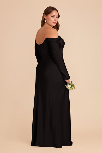 Maya Matte Satin Dress - Black