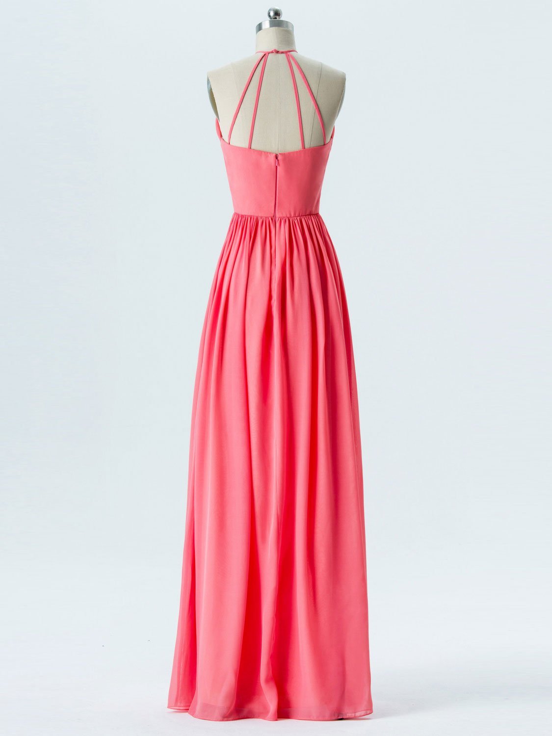 A-line Halter Floor-Length Chiffon Bridesmaid Dresses