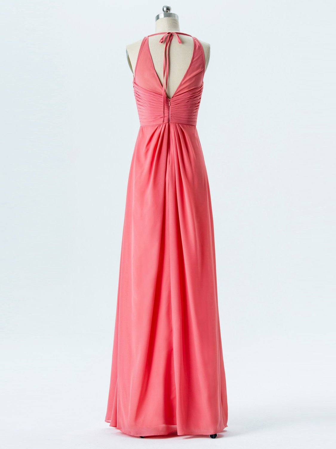 A-line Halter Scoop-Neck Floor-Length Chiffon Bridesmaid Dresses