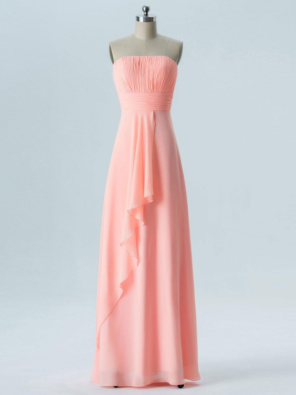 A-line Straight Across Floor-Length Chiffon Bridesmaid Dresses