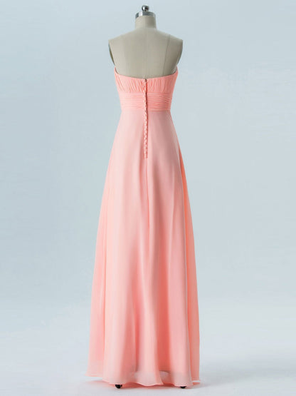 A-line Straight Across Floor-Length Chiffon Bridesmaid Dresses