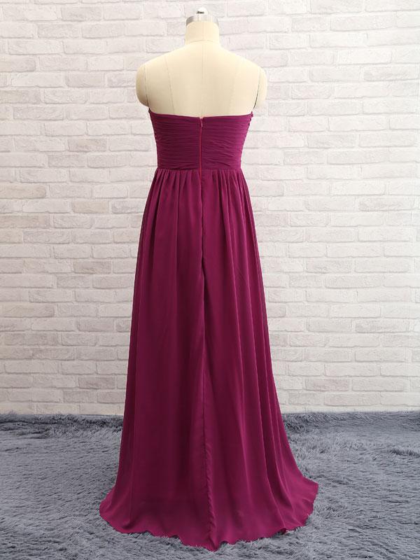 A-line Sweetheart Floor-Length Chiffon Simple Bridesmaid Dresses