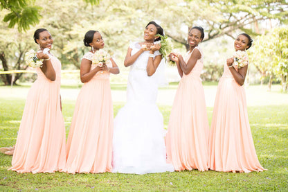 Eye-catching Chiffon & Lace Cap Sleeves A-line Bridesmaid Dresses
