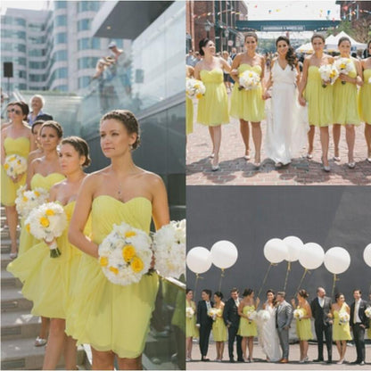 Sweet Chiffon Sweetheart Neckline Short Length A-line Bridesmaid Dresses