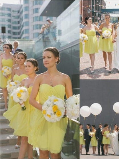 Sweet Chiffon Sweetheart Neckline Short Length A-line Bridesmaid Dresses