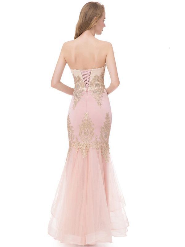 Mermaid Sweetheart Floor-Length Organza Rhine Stone Prom Dress