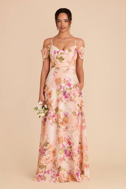 Devin Convertible Dress - Coral Sunset Peonies
