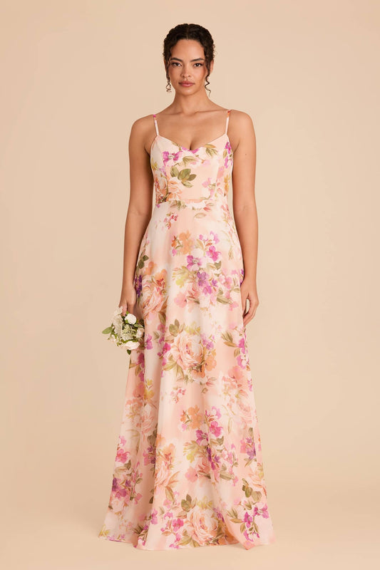 Devin Convertible Dress - Coral Sunset Peonies
