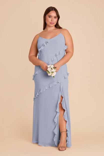 Valentina Chiffon Dress - Dusty Blue