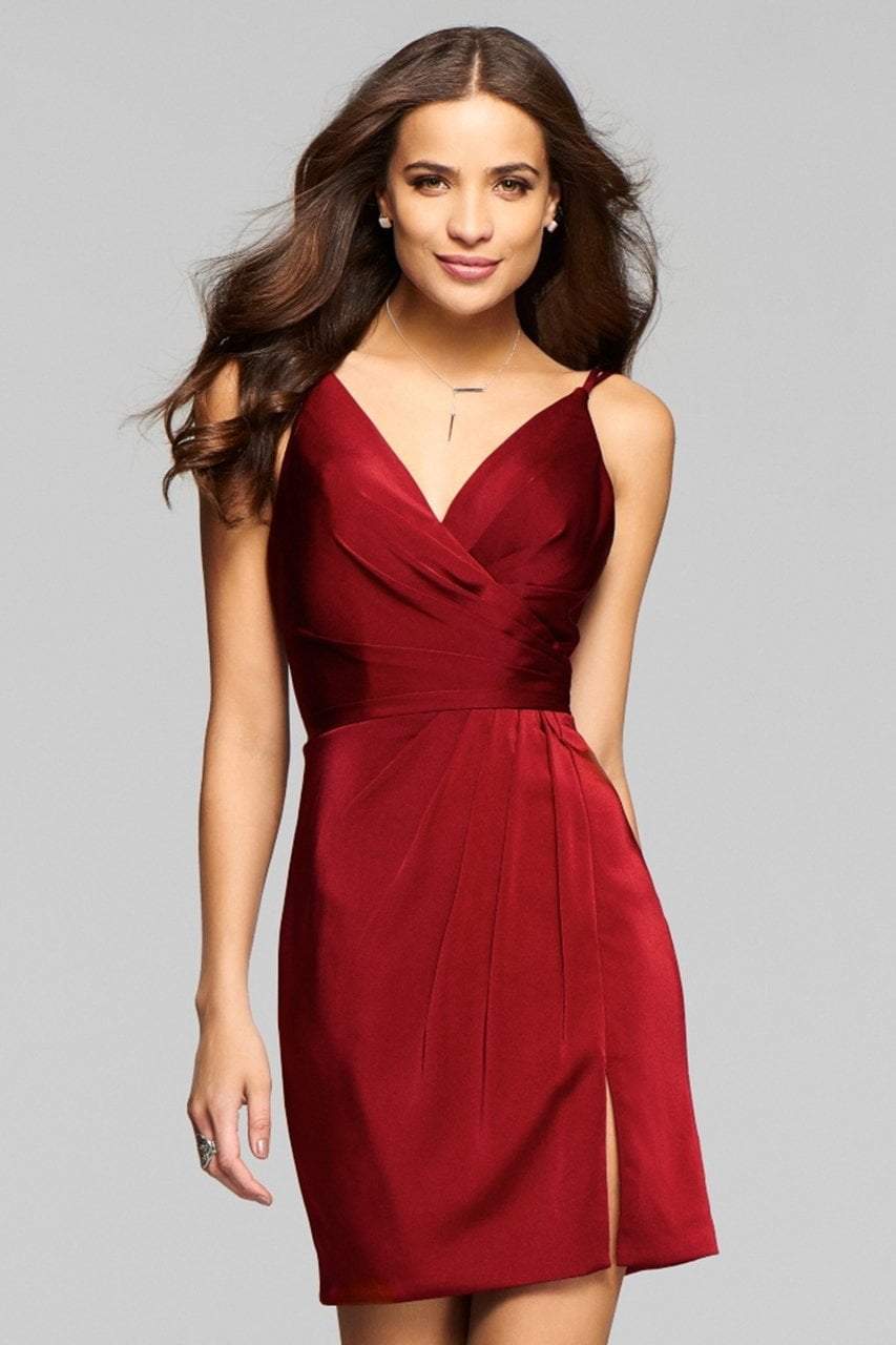 Faviana - 7850 Short Satin V-Neck Cocktail Dress