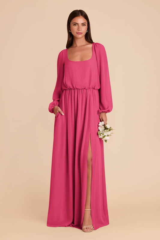 Eloise Chiffon Dress - Fuchsia