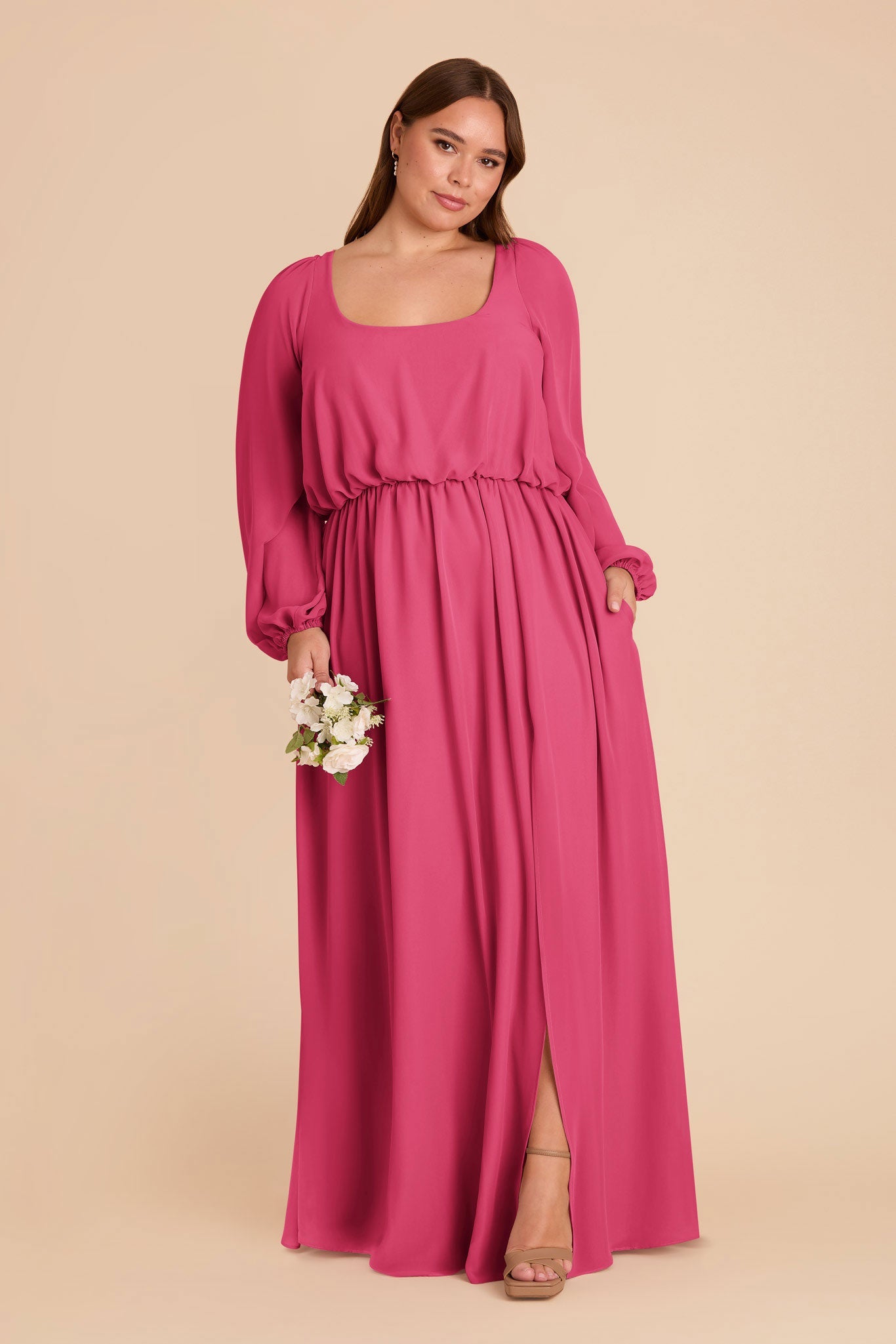 Eloise Chiffon Dress - Fuchsia
