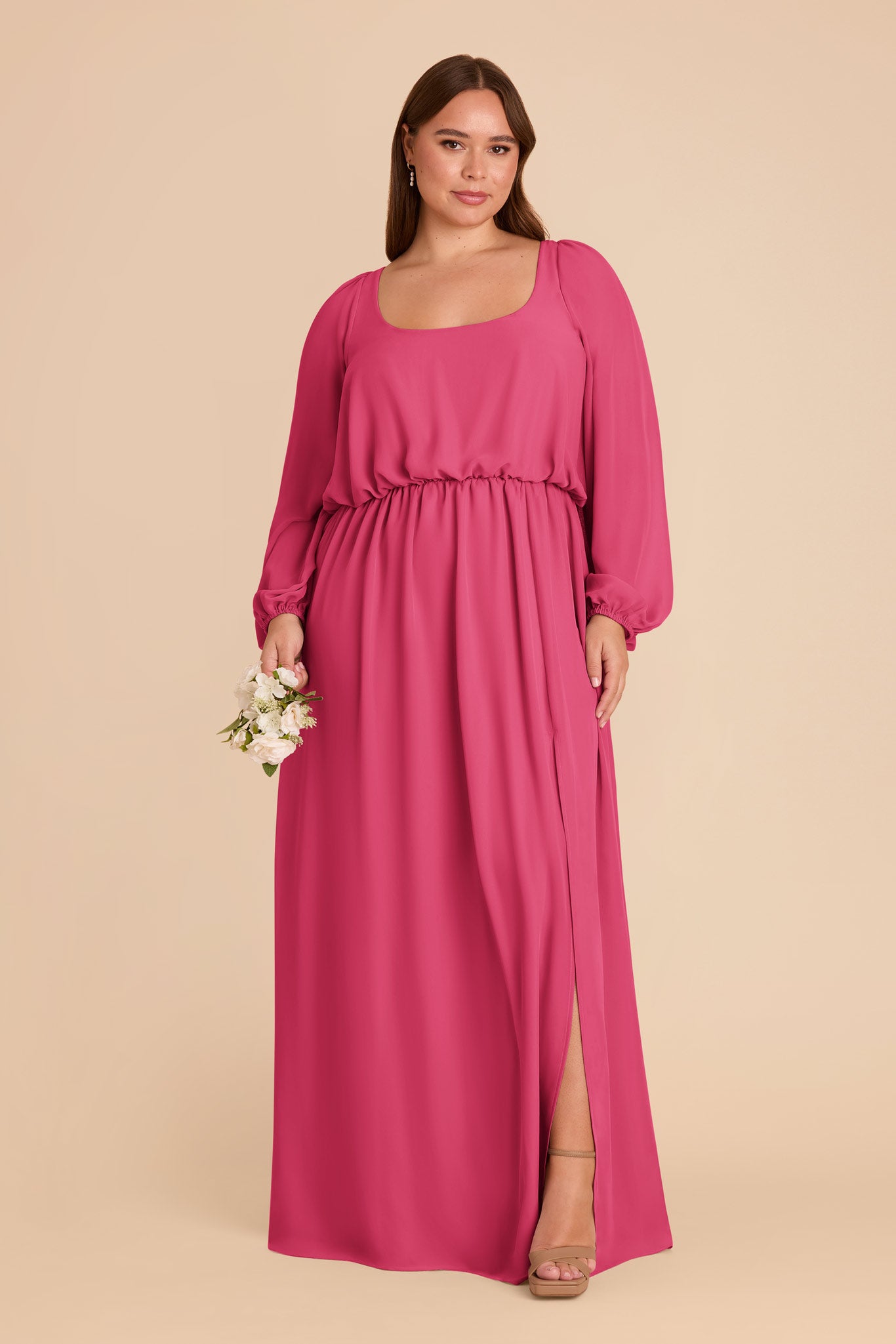 Eloise Chiffon Dress - Fuchsia