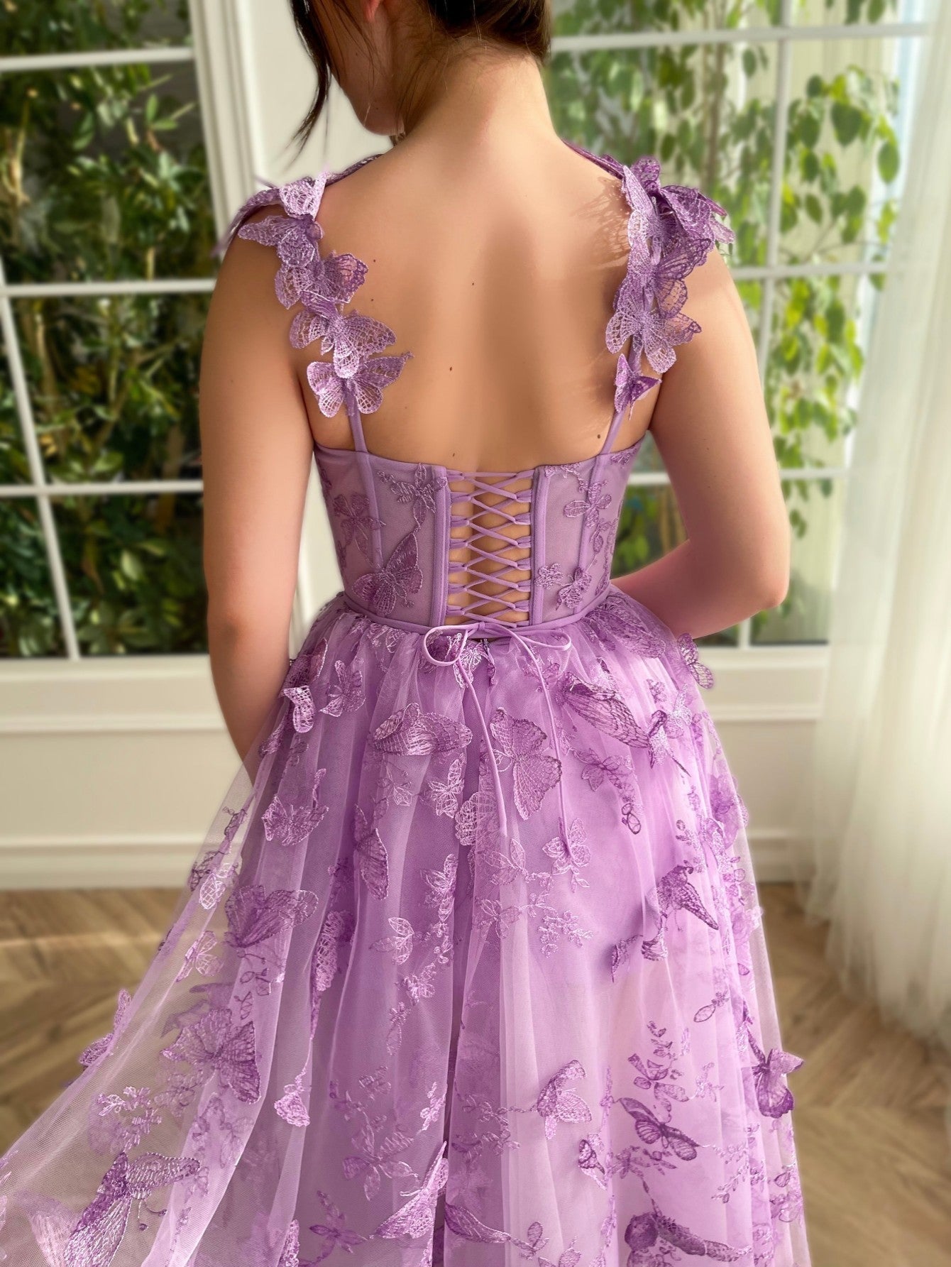 Leah | Aline Tulle Midi Prom Dress with 3D Butterflies