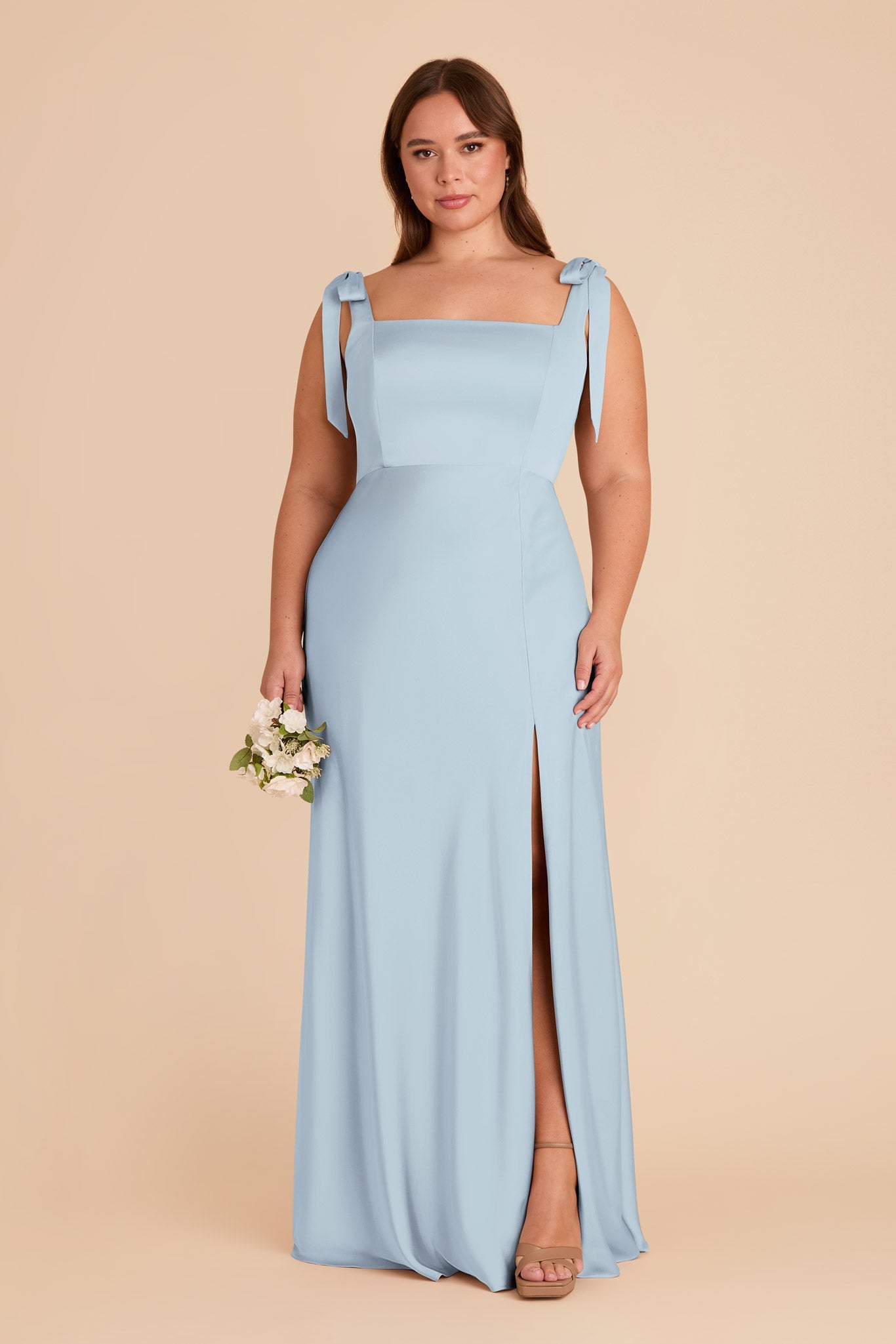 Alex Convertible Dress Matte Satin - Mist Blue