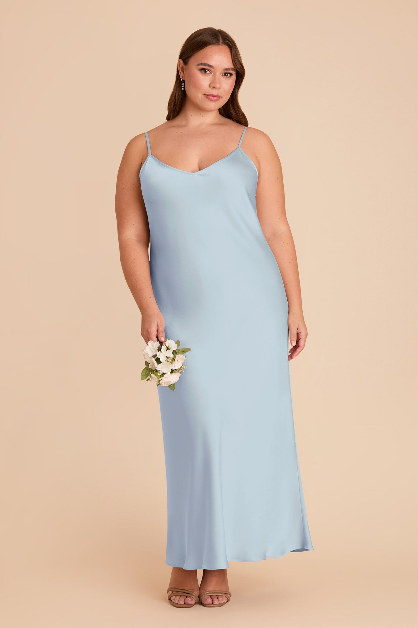 Alice Matte Satin Dress - Mist Blue