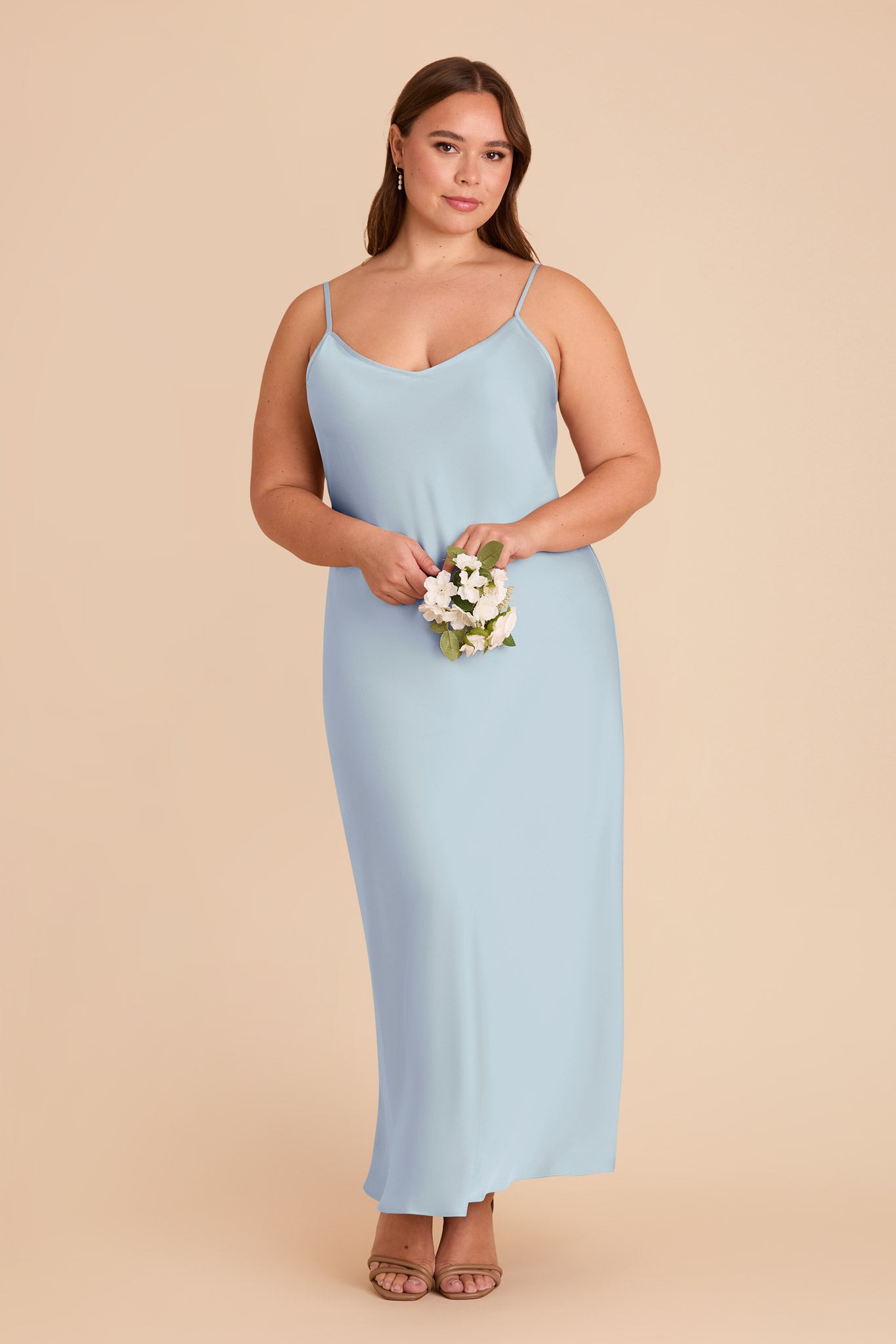 Alice Matte Satin Dress - Mist Blue