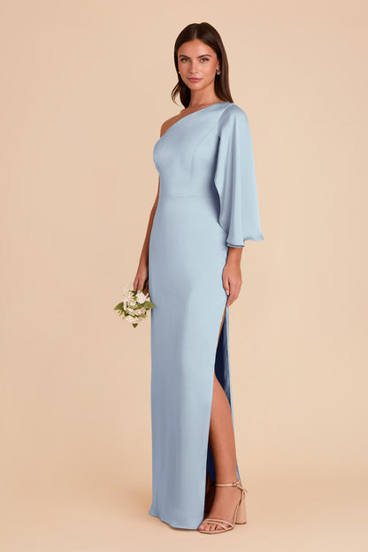 Christine Matte Satin Dress - Mist Blue