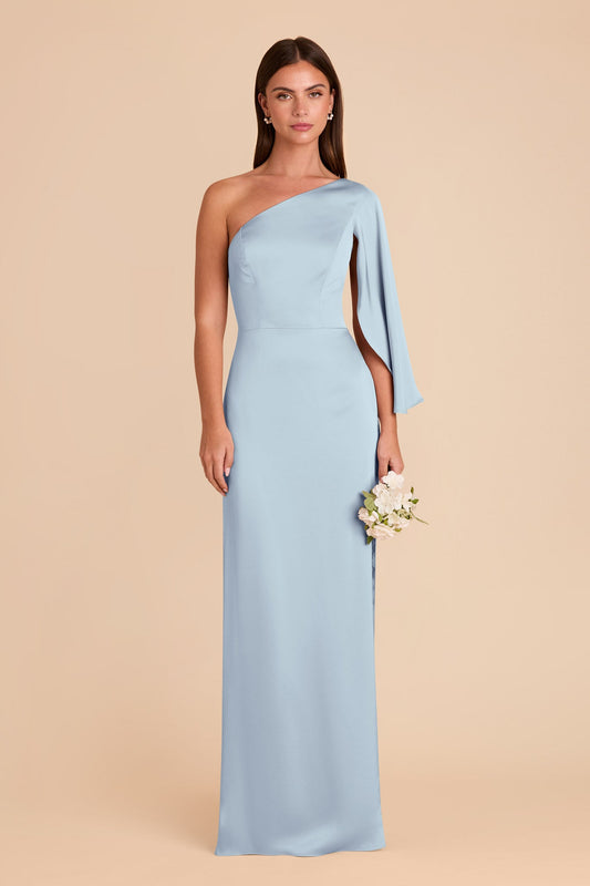 Christine Matte Satin Dress - Mist Blue