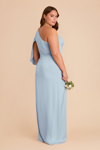 Christine Matte Satin Dress - Mist Blue
