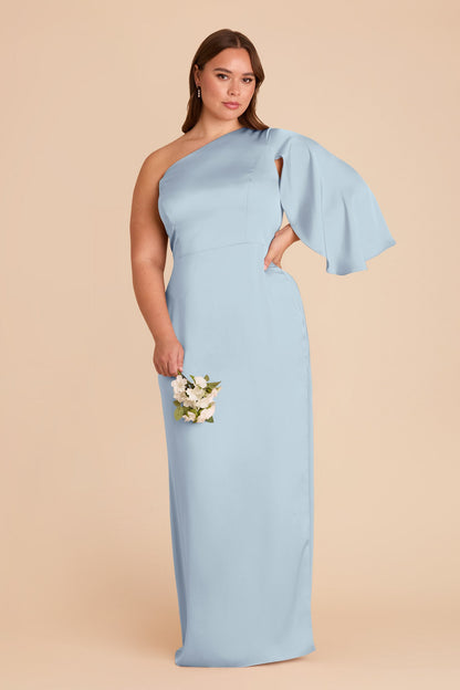 Christine Matte Satin Dress - Mist Blue