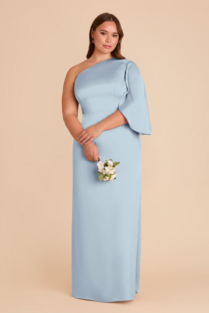 Christine Matte Satin Dress - Mist Blue