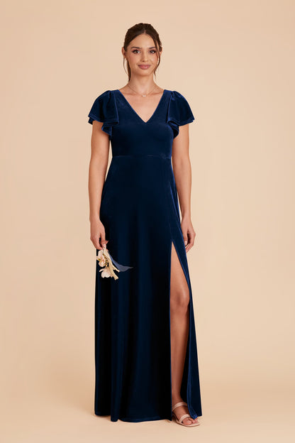 Hannah Velvet Dress - Navy