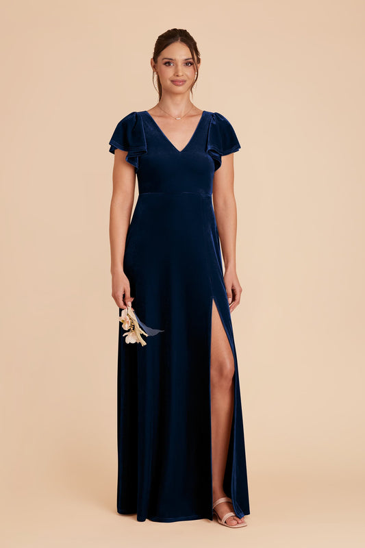 Hannah Velvet Dress - Navy