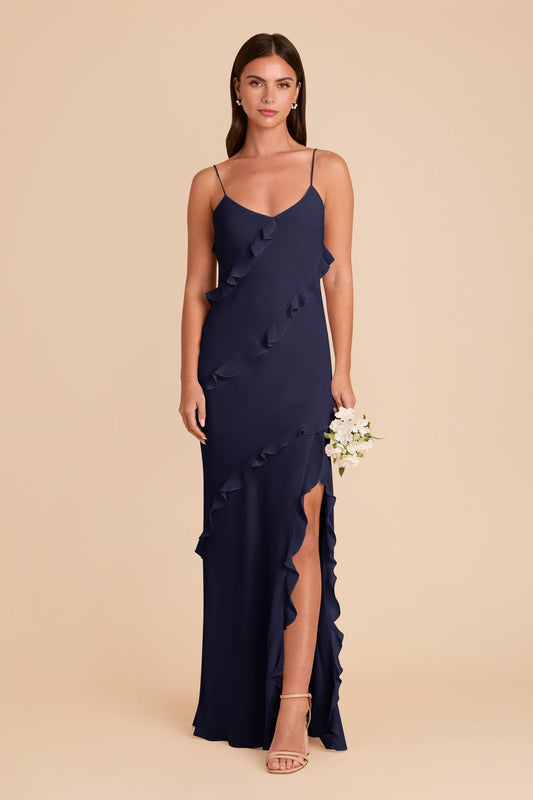 Valentina Chiffon Dress - Navy