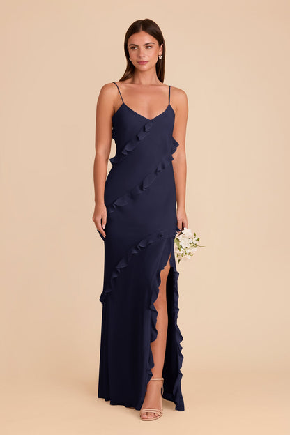 Valentina Chiffon Dress - Navy