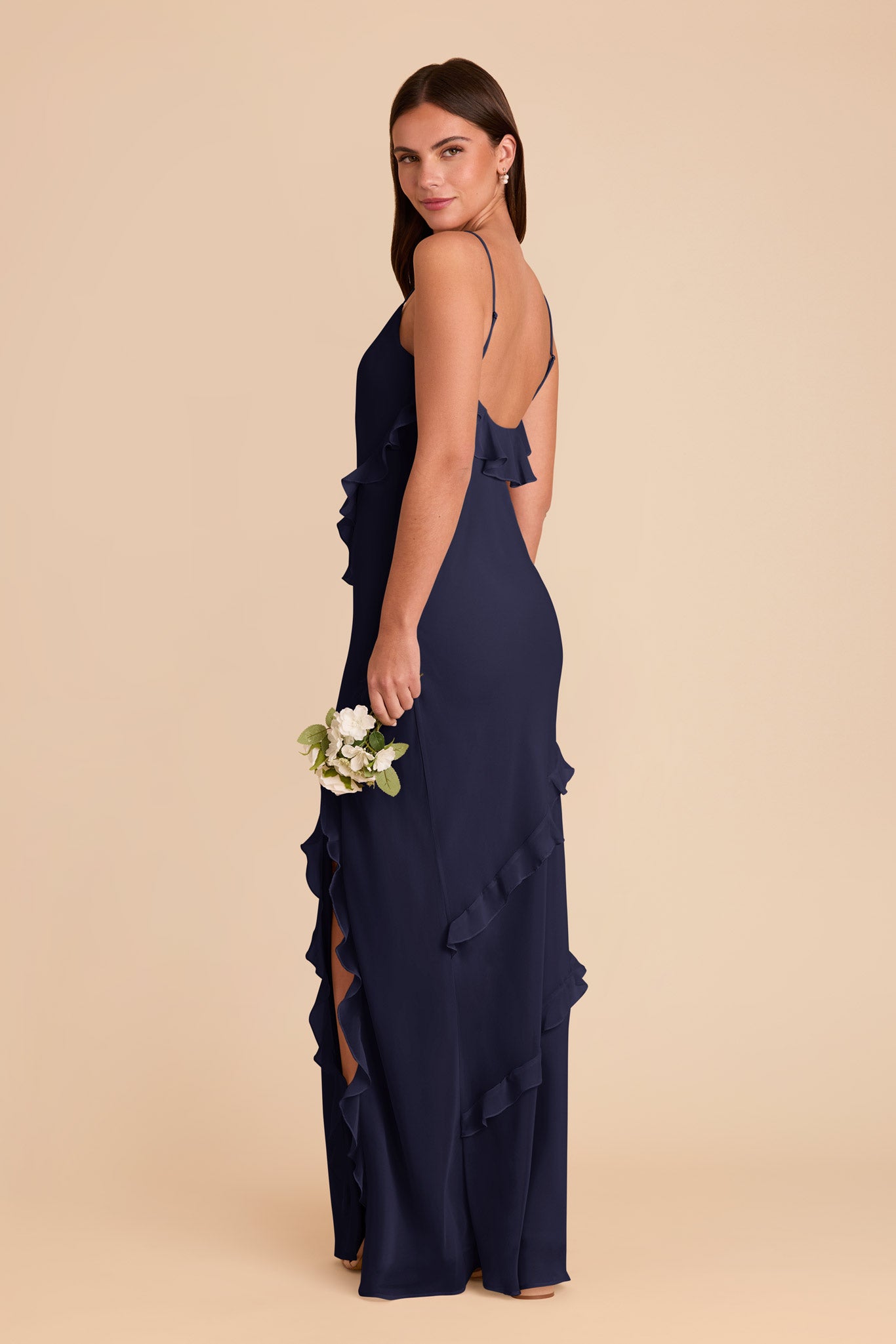 Valentina Chiffon Dress - Navy